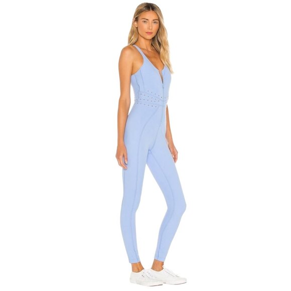 New Gigi C Hunter Jumpsuit Catsuit Sky Light Blue L - Picture 1 of 6